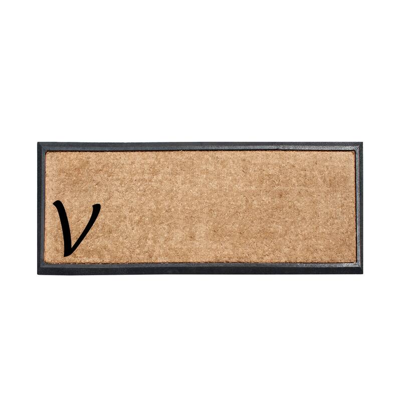 Rubber/Coir Molded Lucida 16-inch x 48-inch Monogrammed Doormat - monogrammed v