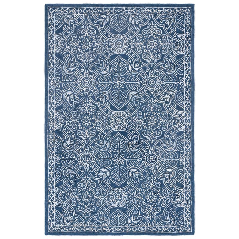 Lauren Ralph Lauren Handmade Etienne French Country Geometric Wool Rug - 6' x 9' - Navy/Ivory
