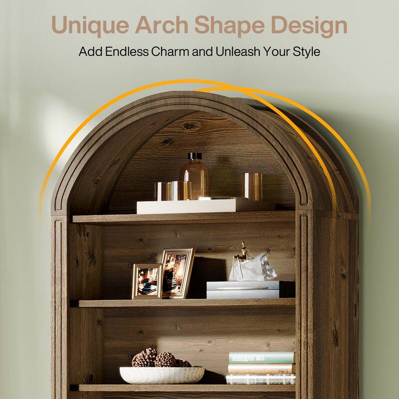 79.53" Tall Modern Arched Bookshelf for Living Room, Study
