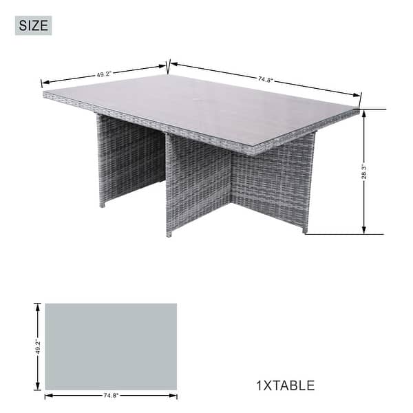 dimension image slide 1 of 4, 16-Seater Aluminum Patio Dining Sets with Cushions and Tempered Glass Tabletop