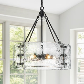 Starsky 5-Light Drum Chandeliers With Textured Glass