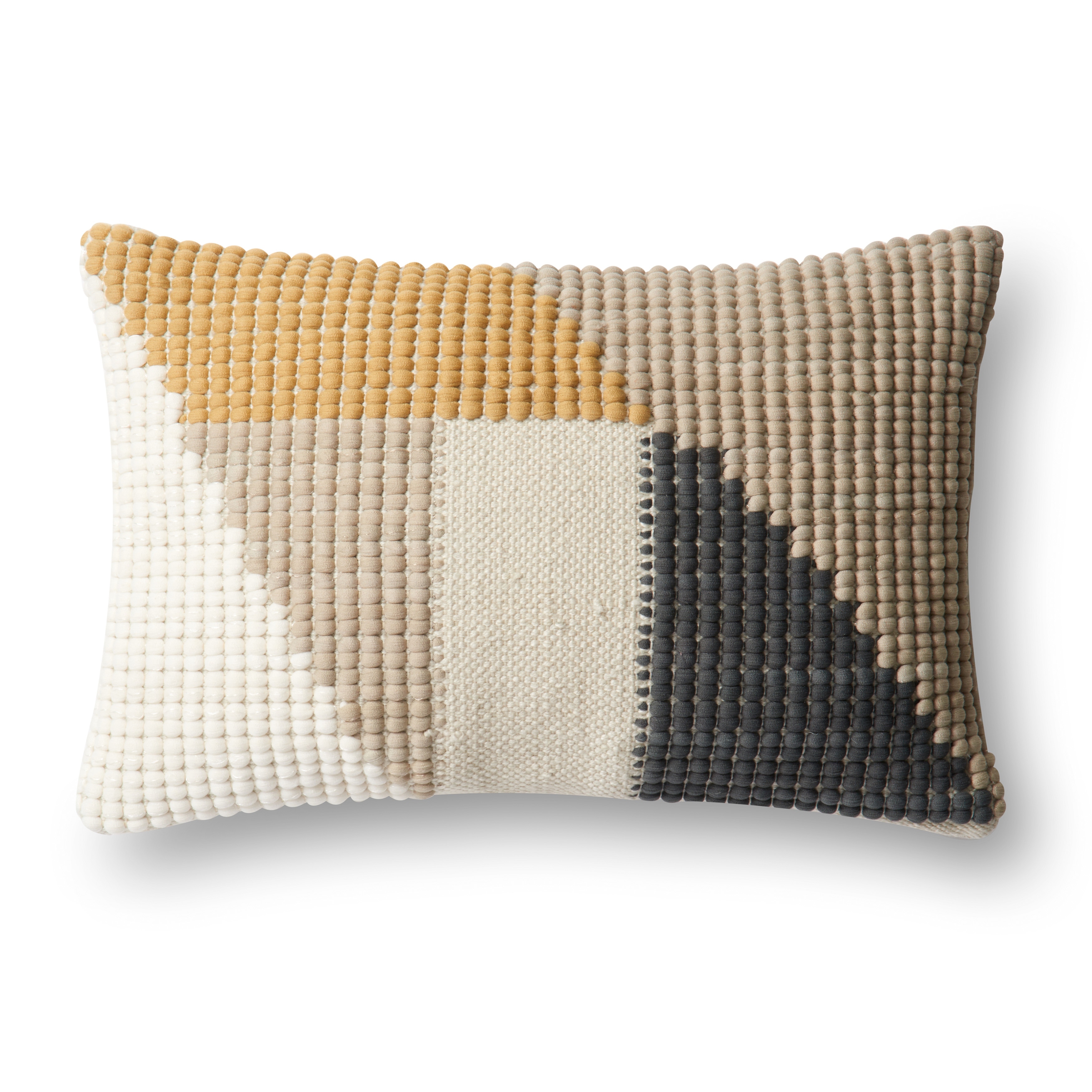 Indoor/ Outdoor Beige Geometric 13 x 21 Pillow Cover