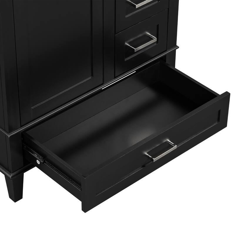 Single Sink Bathroom Vanity Cabinet, Vanity Base & Ceramic Sink Combo Set, 3 Drawers Bathroom Storage Cabinet, 30 Inch