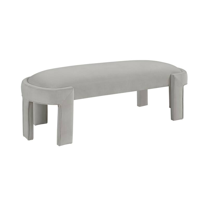 Stylish Upholstered Bench Green Velvet Fabric Foam Cushioned Seat Luxurious Comfort Home Furniture 1pc