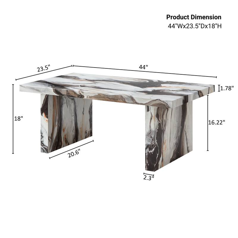 Roundhill Furniture Cavira 3-Piece Faux Marble Coffee Table Set