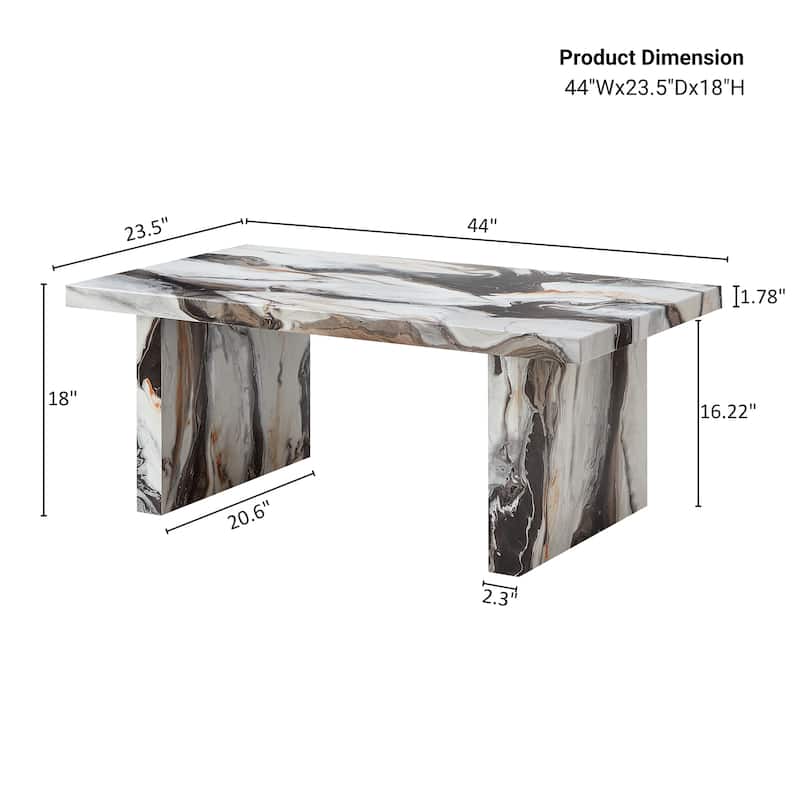 Roundhill Furniture Cavira Modern Faux Marble Living Room Coffee Table