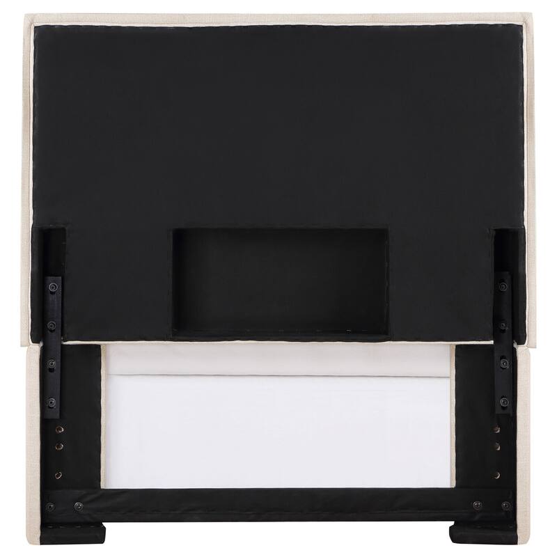 Upholstered Headboard in Sand Fabric with Modern Padded Design and Elegant Comfortable Style