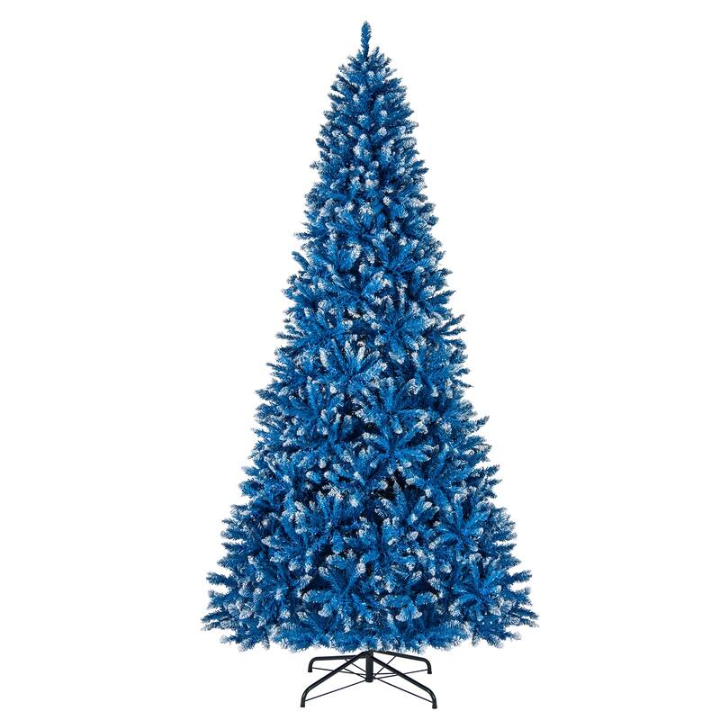 Blue Holiday Tree with White LED Lights and Fireproof PVC Branch Tips Included Sturdy Metal Stand - Multi