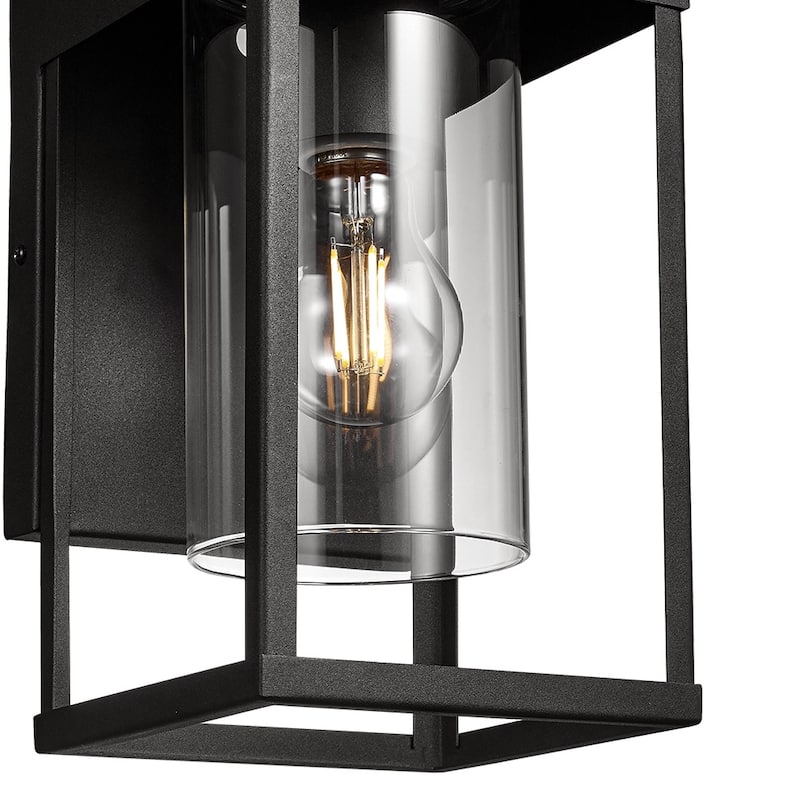 Outdoor Black Exterior Wall Lantern Sconce Light with Clear Glass 2-Pack - 9.06"H