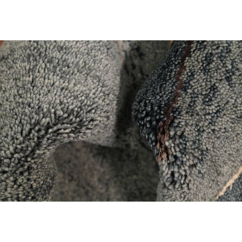 Hand Knotted Oriental 100% Wool Carpet Modern Modern Greys & Charcoal Gabbeh Area Rug - 4' 9'' X 2' 6''