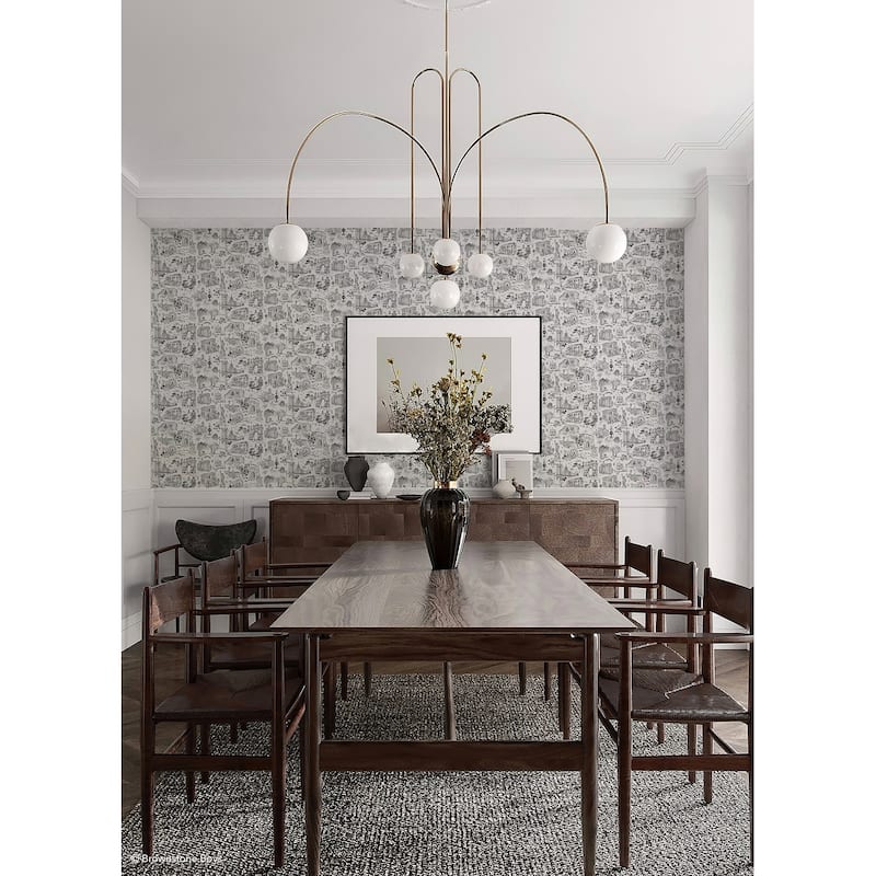 NuWallpaper Brownstone Boys Toile de New York Graphite Peel and Stick Wallpaper - N/A