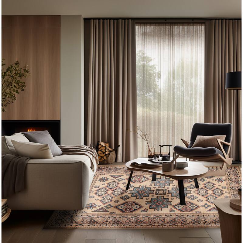 ECARPETGALLERY Hand-knotted Finest Ghazni Cream Wool Rug - 6'9 x 10'1