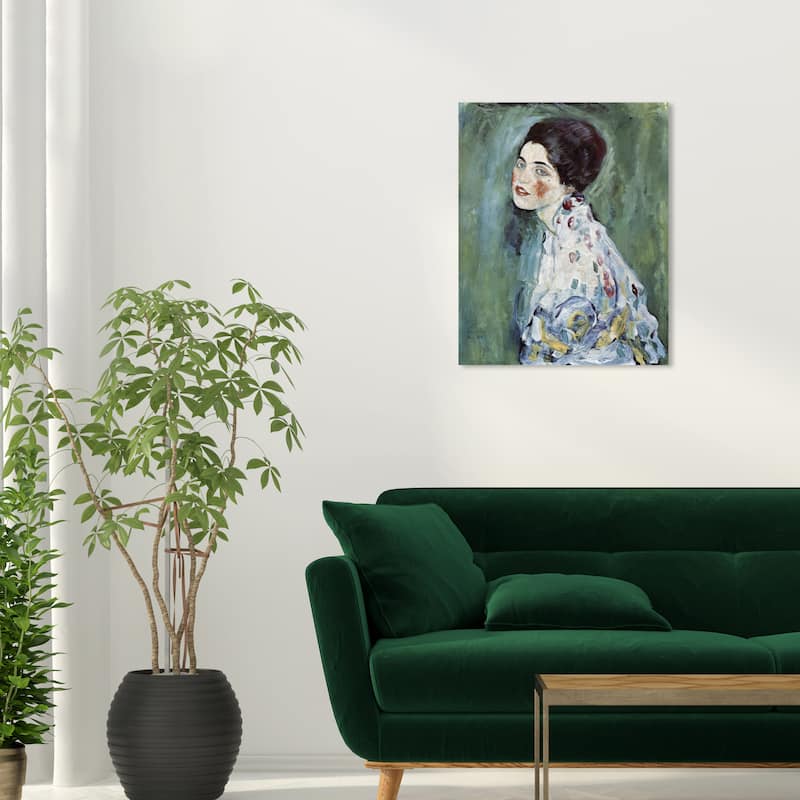 Wynwood Studio Canvas Fashion Gustav Klimt - Portrait of a Lady Green and Dark Green Modern & Contemporary Wall Art Canvas Print - 24 x 20