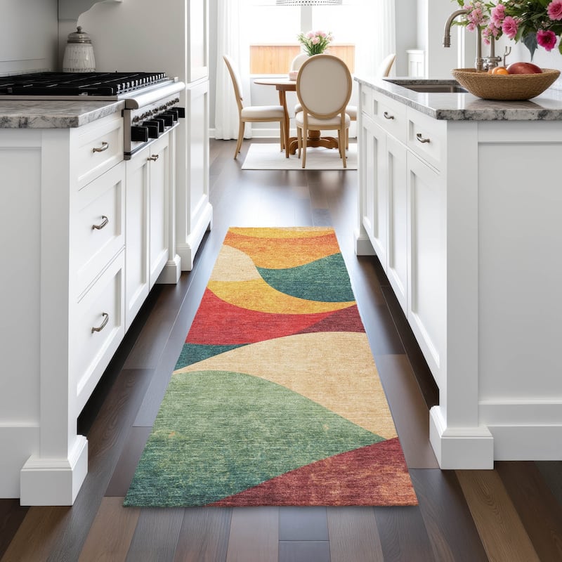 Machine Washable Indoor/Outdoor Soft Contemporary Chantille Rug