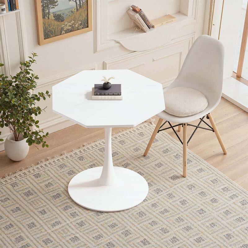 Modern Octagonal Table,Perfect for Various Home Settings - White