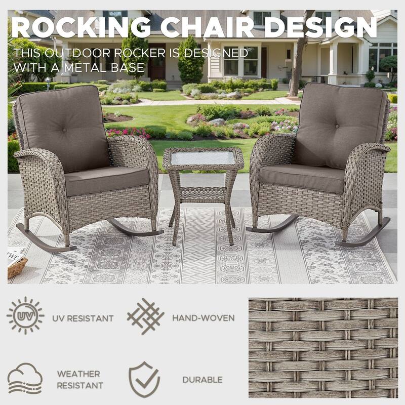 6-Piece Sofa with Rocking Chairs Ottomans Set