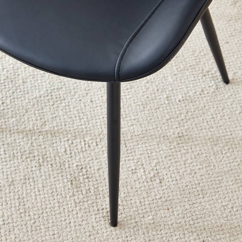 Modern/Contemporary Faux Leather Dining Chairs Set of 6 with Black Metal Legs