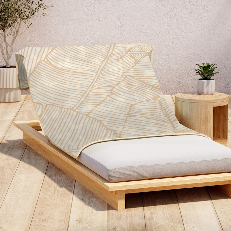 Linery & Co. 100% Cotton Oversized Summer Beach Towels - Single Oversized - 36" x 68" - Dark Tan / Ivory Thin Palm