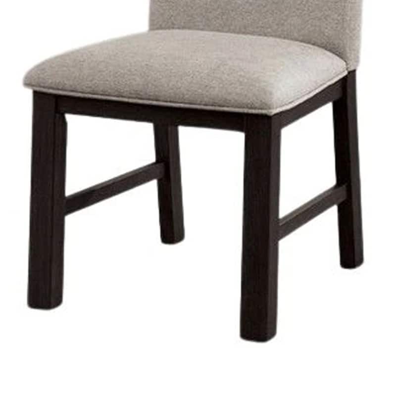 Renu Side Dining Chair Set of 2, Black Wood, Pleated Gray Polyester