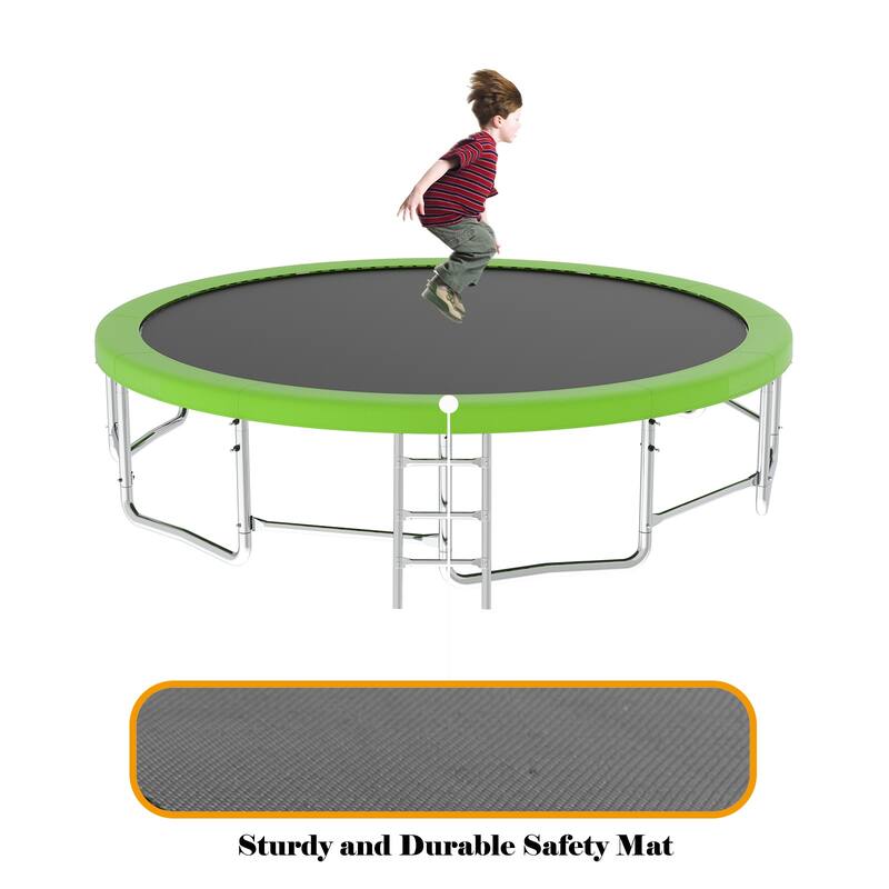 16FT Trampoline with Balance Bar & Basketball Hoop&Ball, ASTM Approved Reinforced Type Outdoor Trampoline