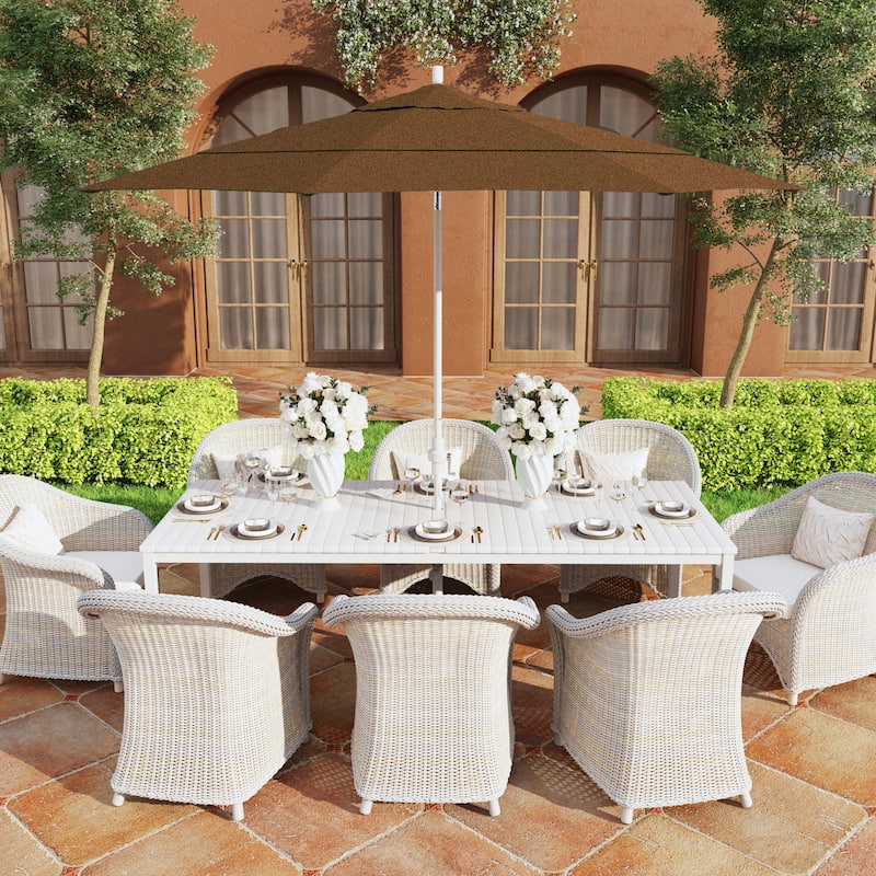 California Umbrella 11' Golden State Series Patio Umbrella White Aluminum Frame Crank Lift Collar Tilt Sunbrella