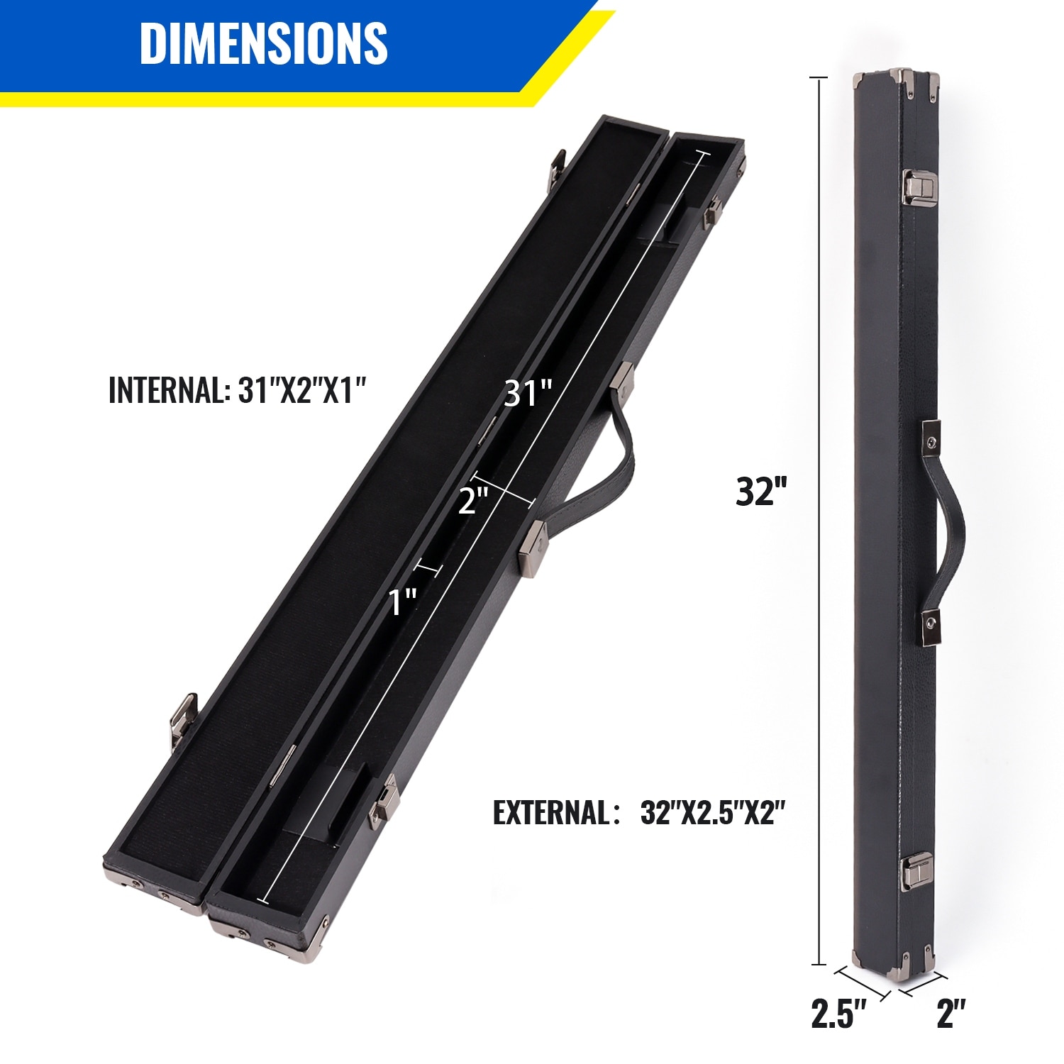 GSE™ 1x1 Hard Billiard Pool Cue Stick Hard Box. 1/2 Pool Cue