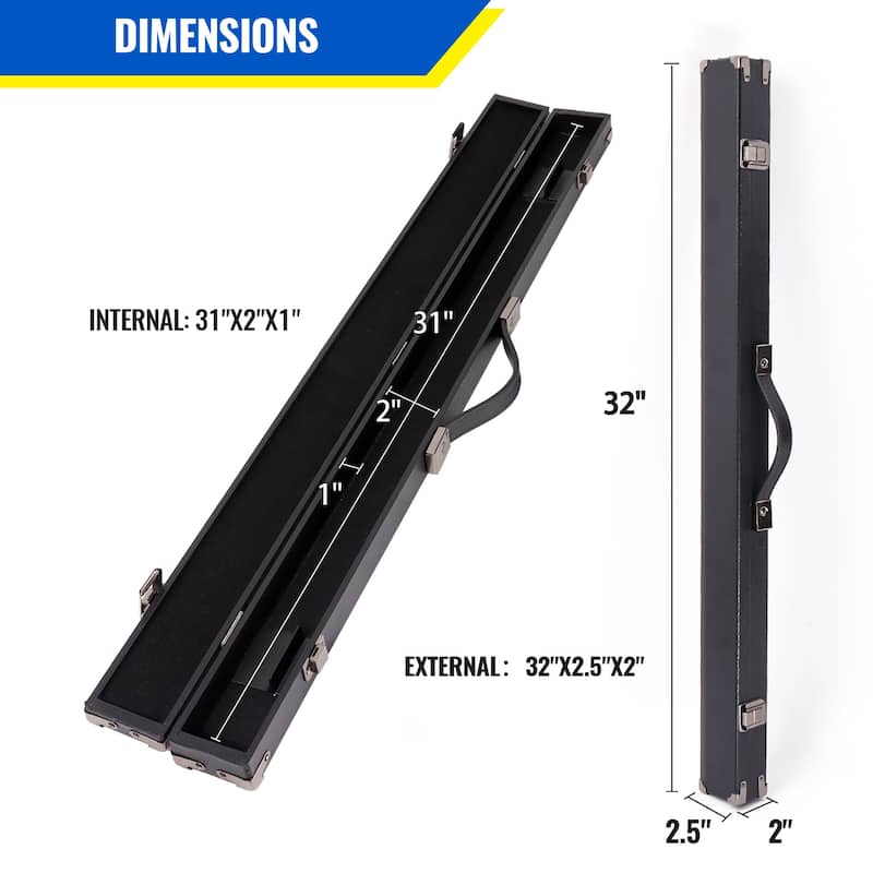 GSE™ 1x1 Hard Billiard Pool Cue Stick Hard Box. 1/2 Pool Cue Case for 1 Butts/1 Shafts