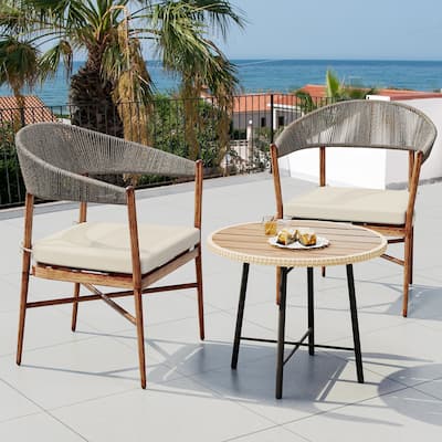 Moasis Patio Dining Chairs (Set of 2) with Hemp Rope Back
