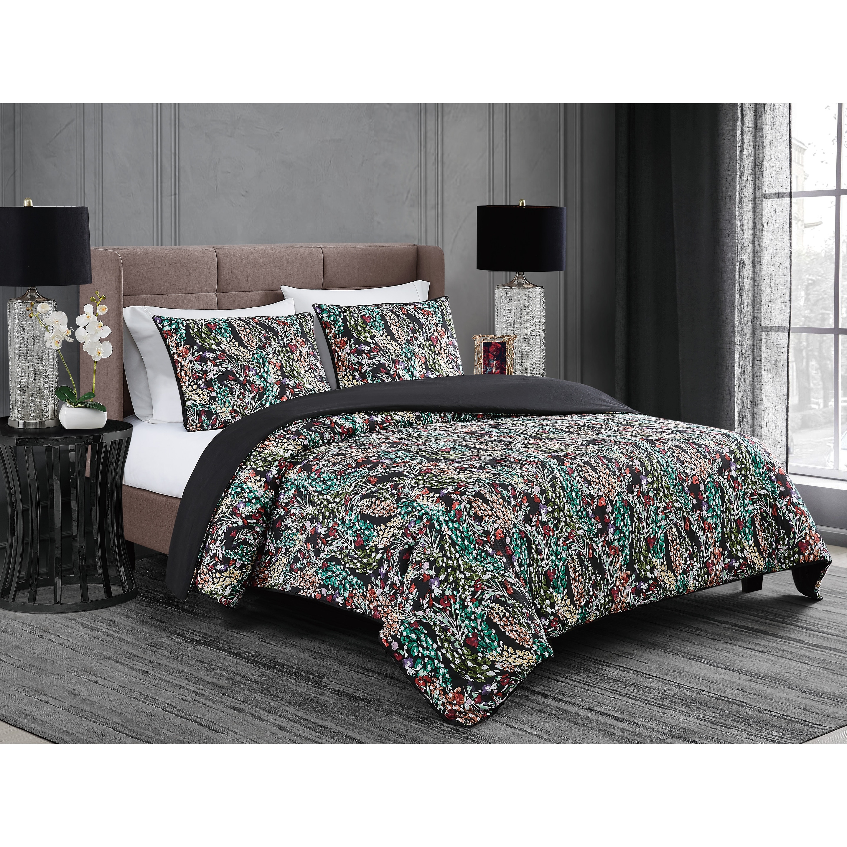 Badgley Mischka Home Cassat Floral 3 Piece Duvet Set On Sale