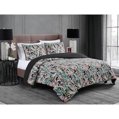 Badgley Mischka Home Cassat Floral 3 Piece Duvet Set