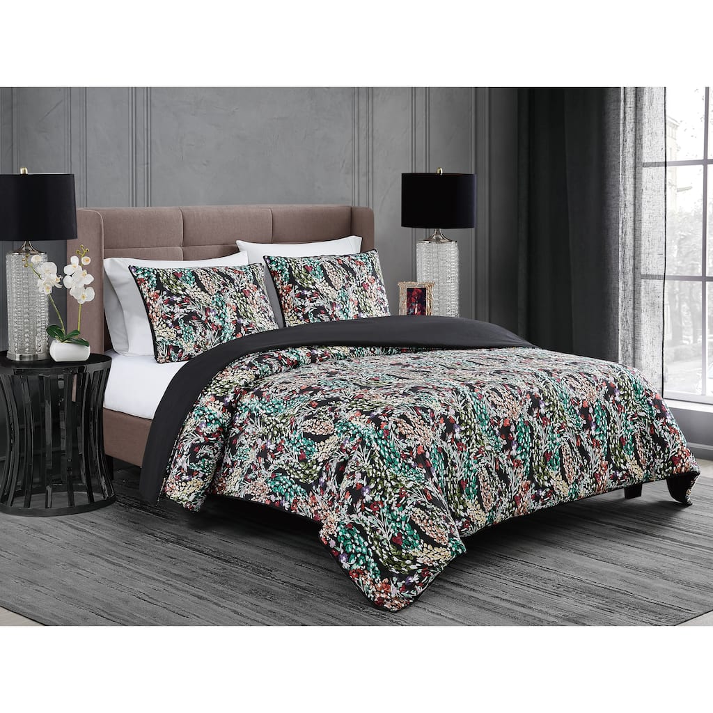 Badgley Mischka Home Cassat Floral 3 Piece Duvet Set