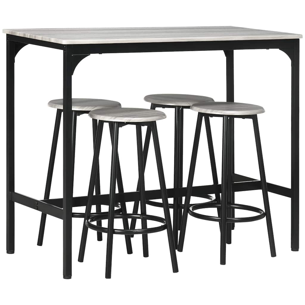 5-Piece Counter Height Bar Table Set,Rustic 43.25" Dining Table with 4 Bar Stools,Kitchen Table with Wooden Top for Pub