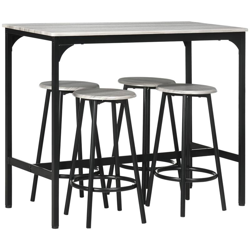 HOMCOM 5-Piece Counter Height Bar Table and Chairs Set