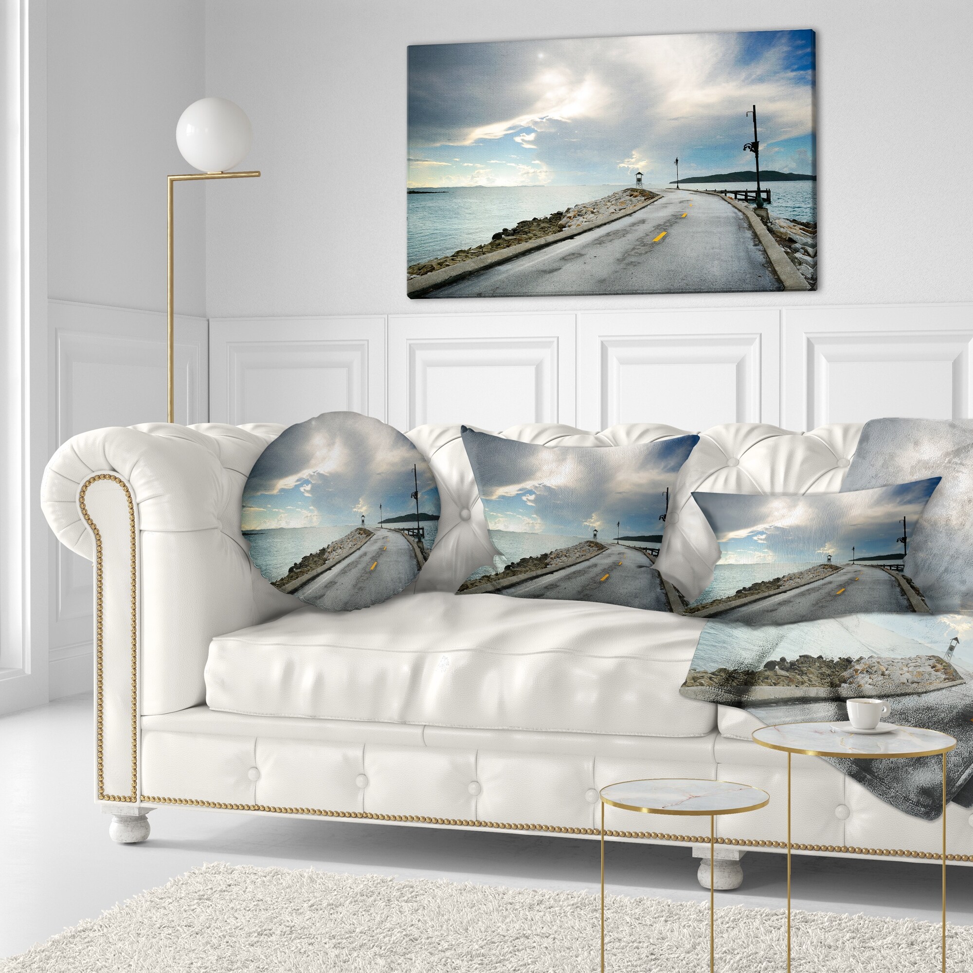 Vintage Pathway into the Ocean - Sea Bridge Canvas Wall  Mini-image