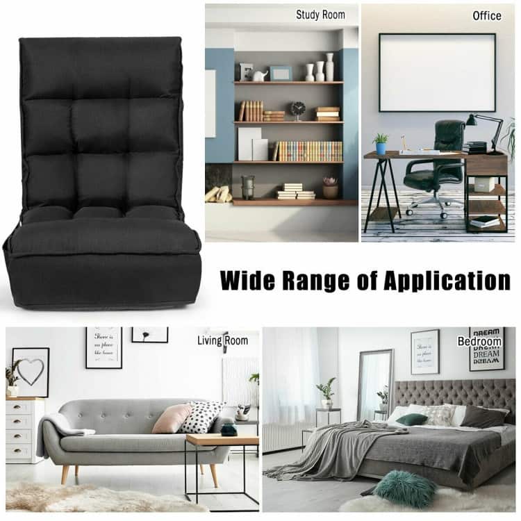 4-Position Adjustable Floor Chair Folding Lazy Sofa - 24" x 26" x 31" (L x W x H)
