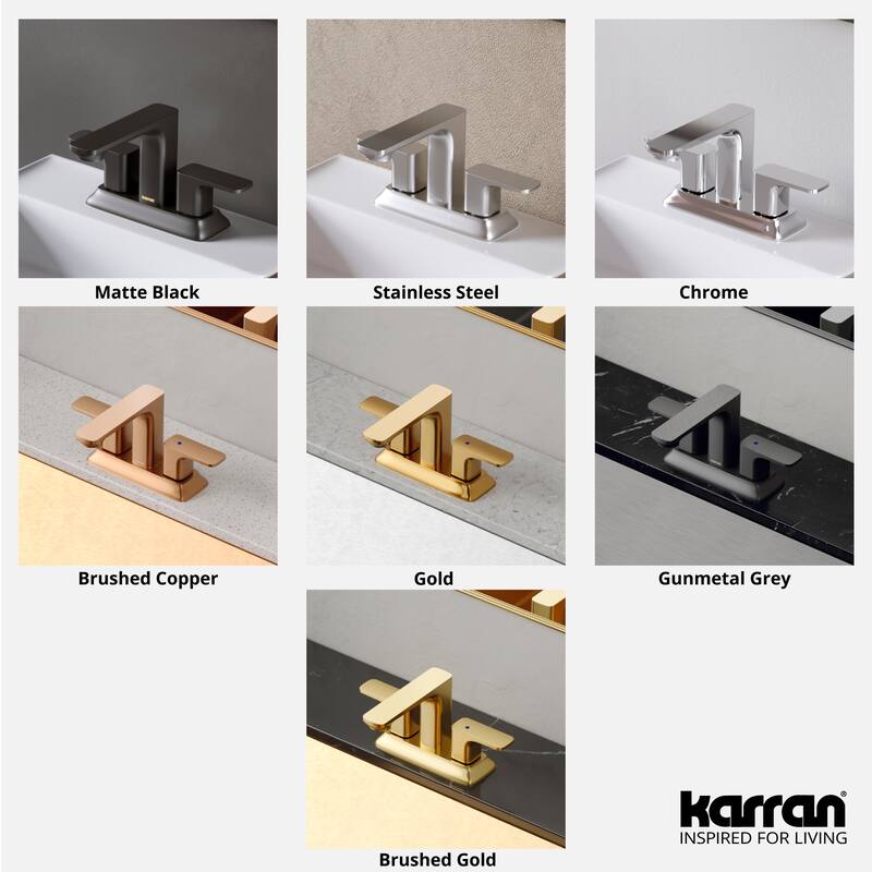 Karran Venda KBF516 2-Handle Two Hole Centerset Faucet Bathroom Faucet with Matching Pop-up Drain