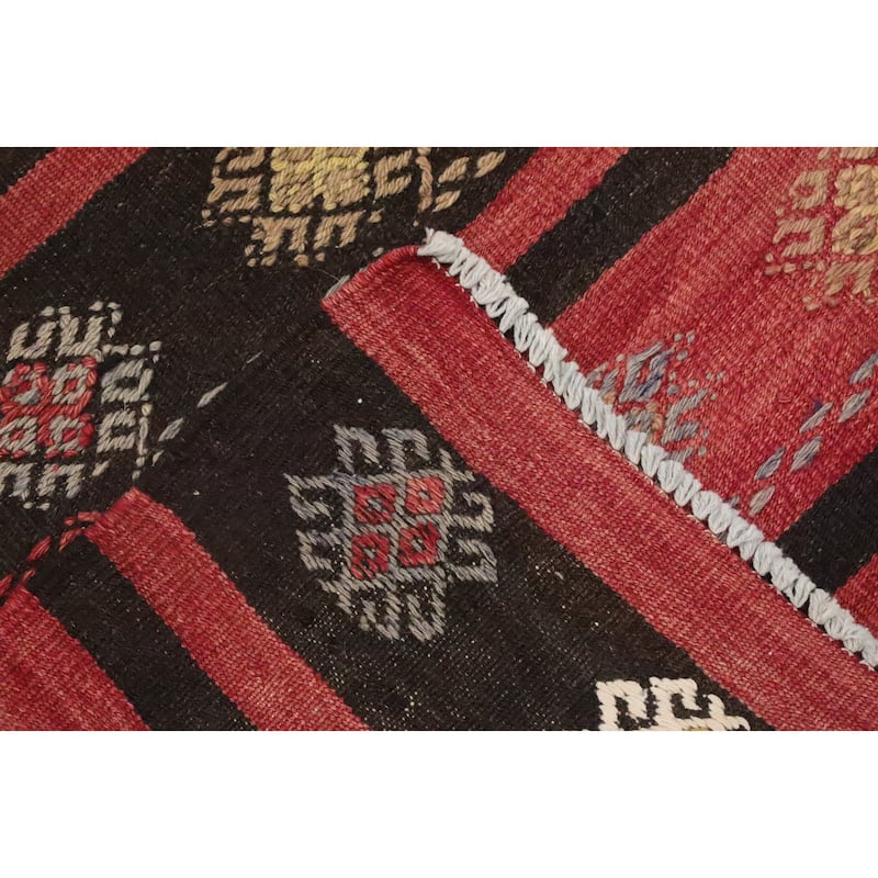 Hand Woven Oriental 100% Wool Carpet Southwestern Tribal Oranges & Rust Kilim Area Rug - 9' 4'' X 6' 1''
