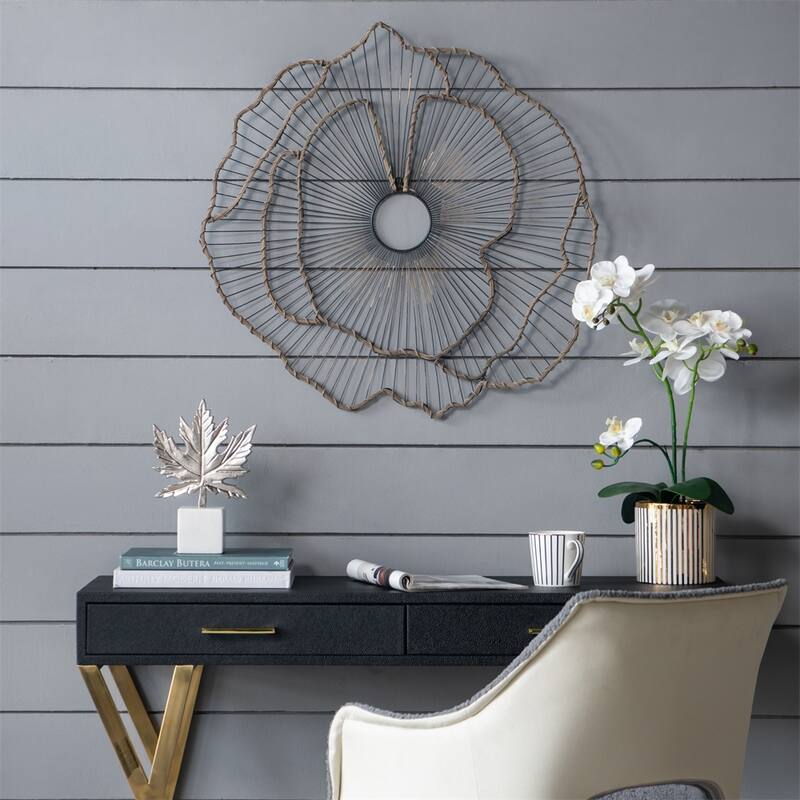 Set of 3 Metal Flowers Wall Decor,Transitional Wall Floral Sculpture