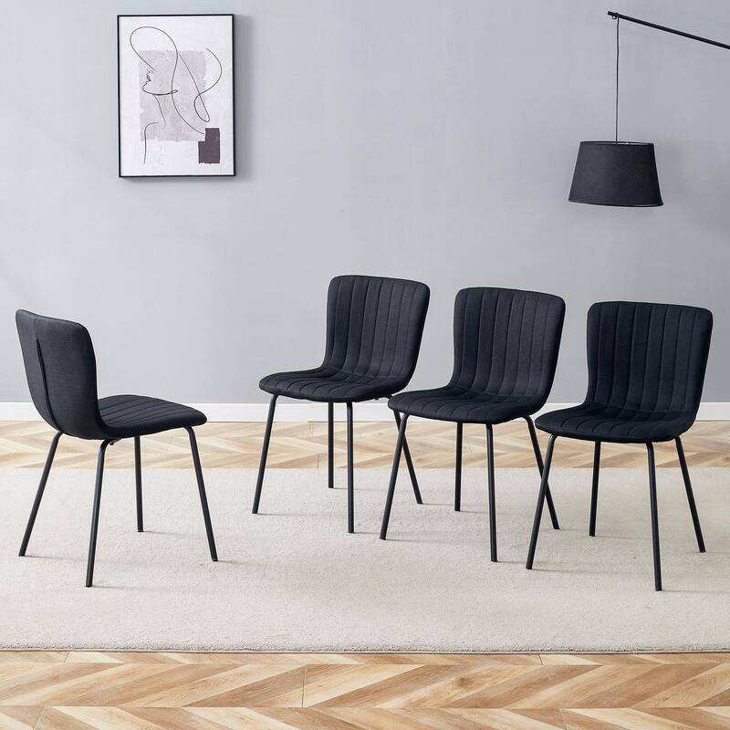 Classic Dining Chair Set of 4, Kitchen Armless Side Chair, Interior Decoration Chair with Metal Legs for Dining Room