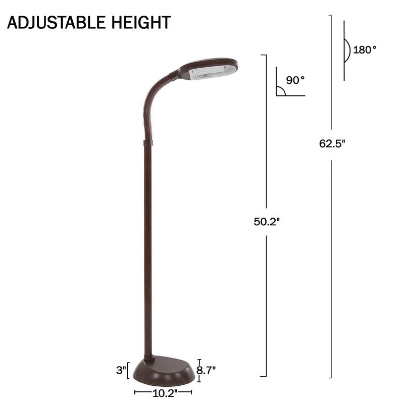 Adjustable Natural Daylight Floor Lamp with Bendable Neck