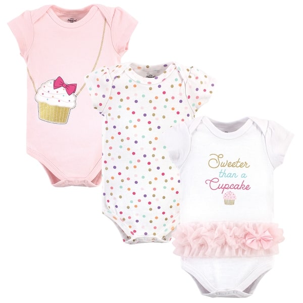 slide 1 of 1, Little Treasure Baby Girl Cotton Bodysuits 3pk, Cupcake 0-3 Months - Cupcake