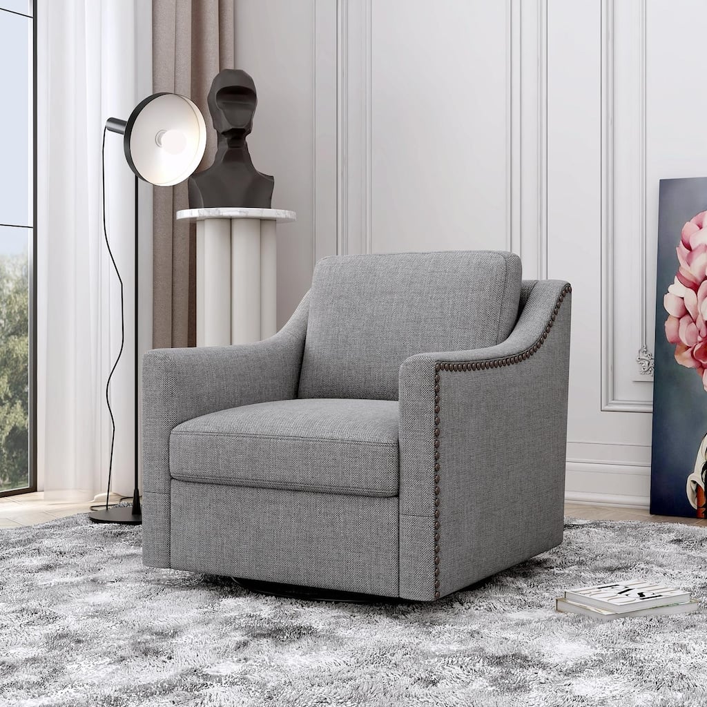 360° Swivel Armchair in Cotton Linen Fabric