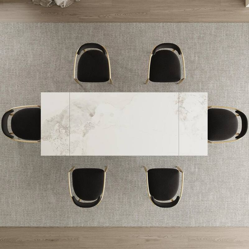 62.99"-94.48" Extendable Rectangular Sintered Stone Top Metal Base Dining Table - 94.48"