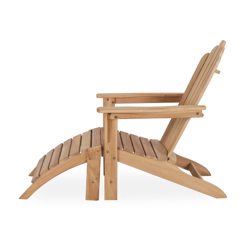 Folding Adirondack Chair All Weather Outdoor Chair with Footstool
