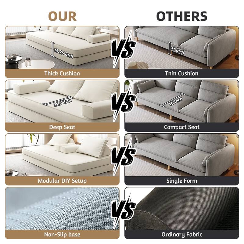 GDFStudio - 86.6" Multifunctional Chenille Upholstered Convertible Sofa Bed with 2 Removable Backrests & Soft Pillows