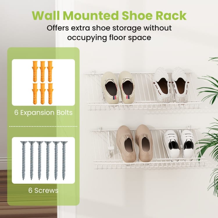 White Metal Wall-Mounted Shelves with Heavy-Duty Brackets and Edge Protection - 24" x 12" x 1"