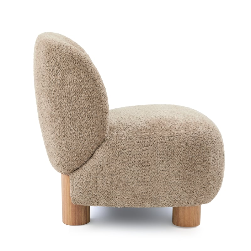 Christopher Knight Home - Modern Boucle Upholstered Accent Chair with Solid Rubberwood Legs