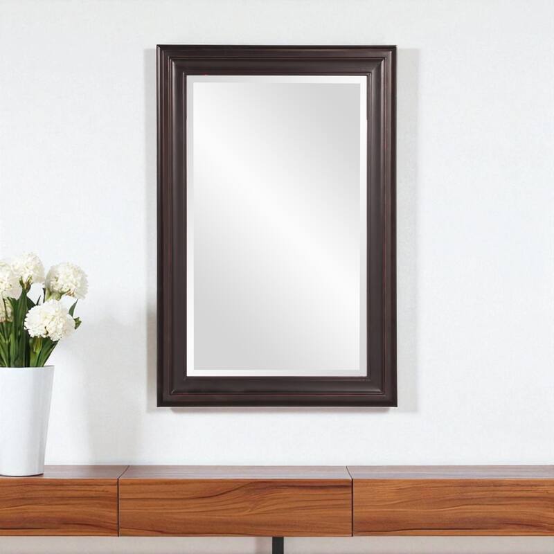 HomeRoots 33" Bronze Wood Accent Mirror - Brown