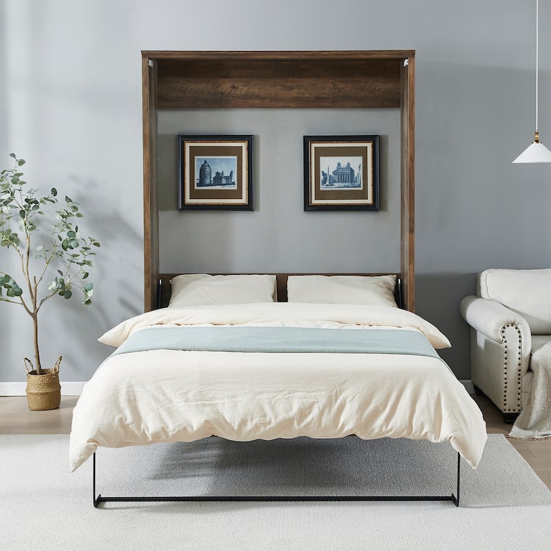 Full/Queen Hidden Murphy Bed Cabinet, Space-Saving Wooden Wall Bed Perfect for Guest Room, for Bed Room, Guest Room, Home Office