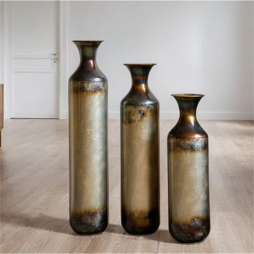 Droplet Shaped Home Decorated Floor Metal Vases (Set of 3)